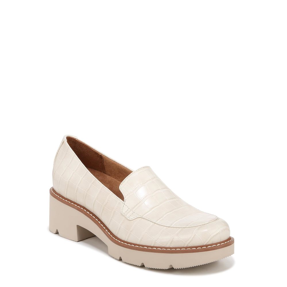 Naturalizer Women's Cabaret Heeled Loafer Porcelain White Croco 7 M